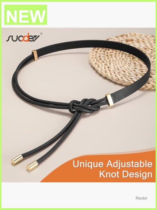 Women\'s Faux Leather Knotted Self-Tie Thin Belt 0.75\